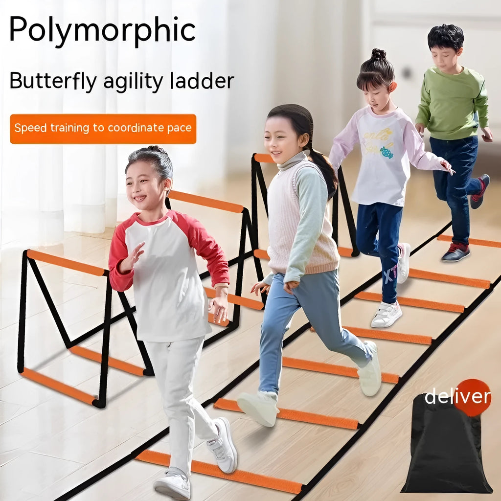 Plastic butterfly agility ladder set for youth fitness training with jump grid