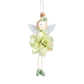 Cloth pendant ornament featuring a floral angel girl design in dark pink, pink, green, or yellow.