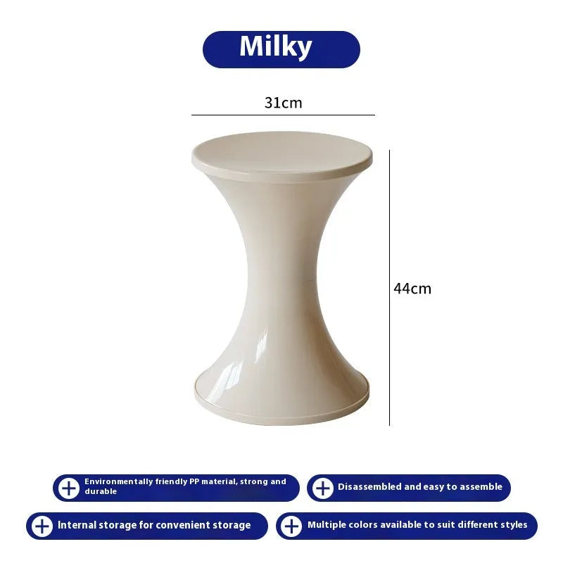 Plastic hourglass style shoe changing stool in multiple colour options