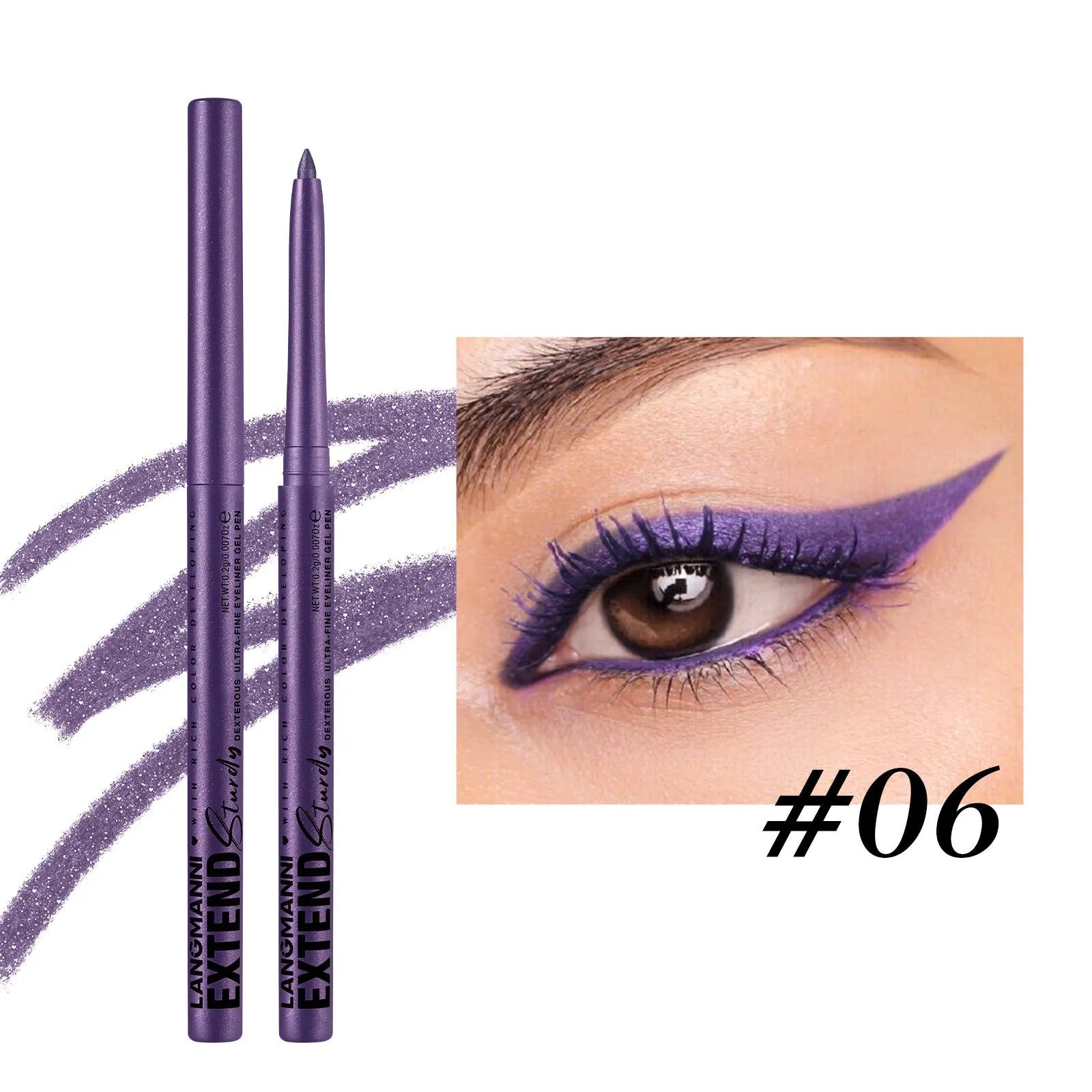 Set of 12 colourful gel glitter eyeliner pencils in vibrant shades for waterproof makeup
