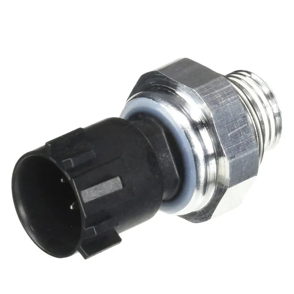 Silver automobile fuel pressure sensor with automotive electrical connector