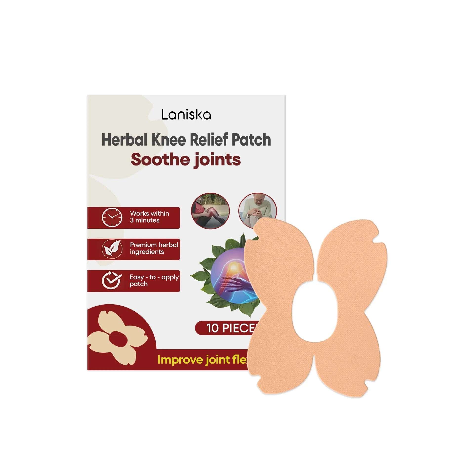 Pack of ten herbal moxa leaf and menthol joint nourishing adhesive patches in a box.