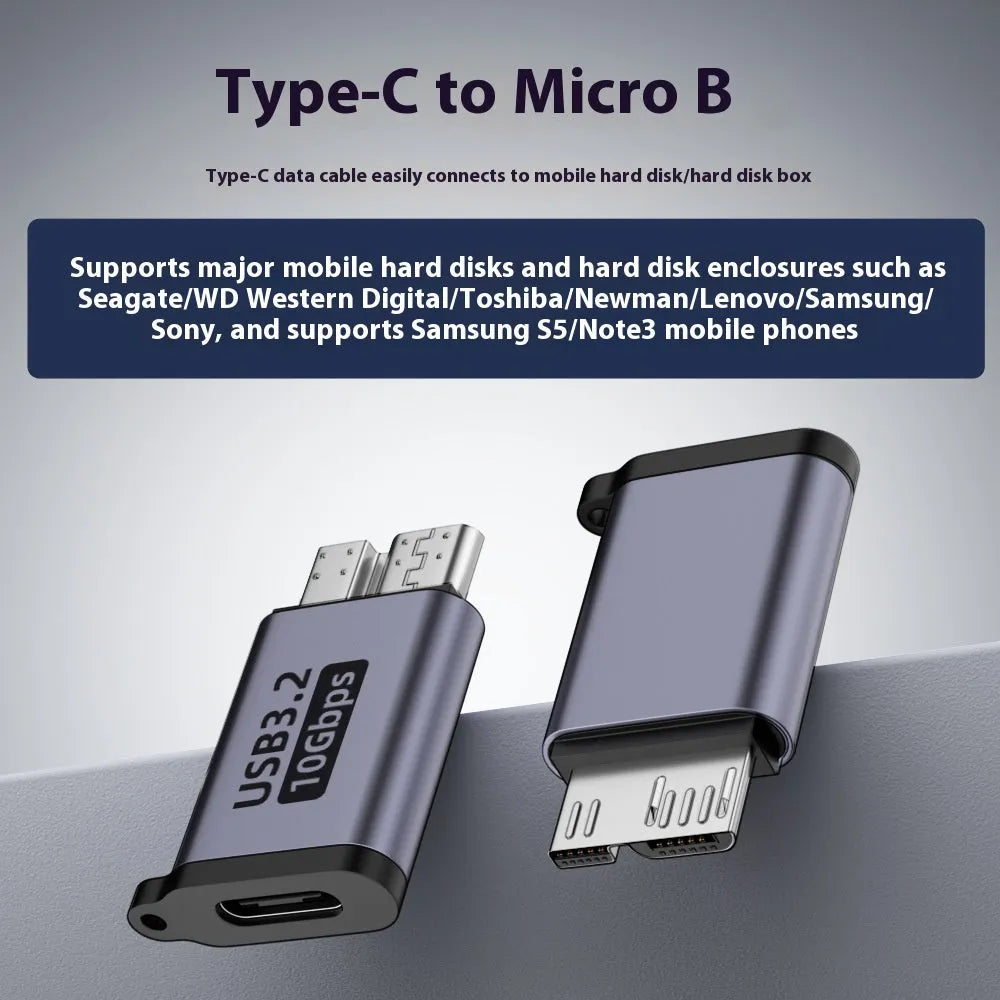 Micro B adapter for data transfer and charging, showing Type C and USB to Micro B connector options
