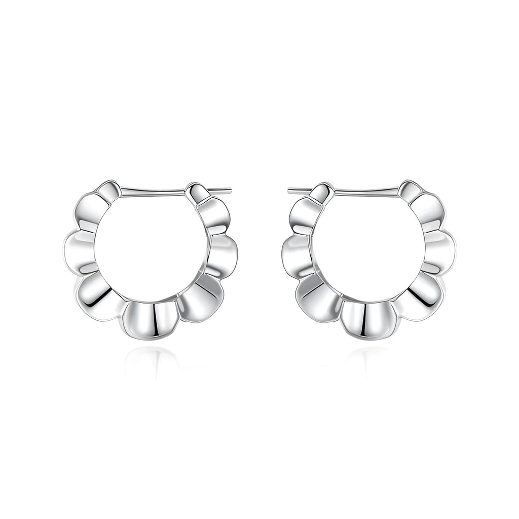 Sterling silver retro geometric earrings with round elements and electroplated finish