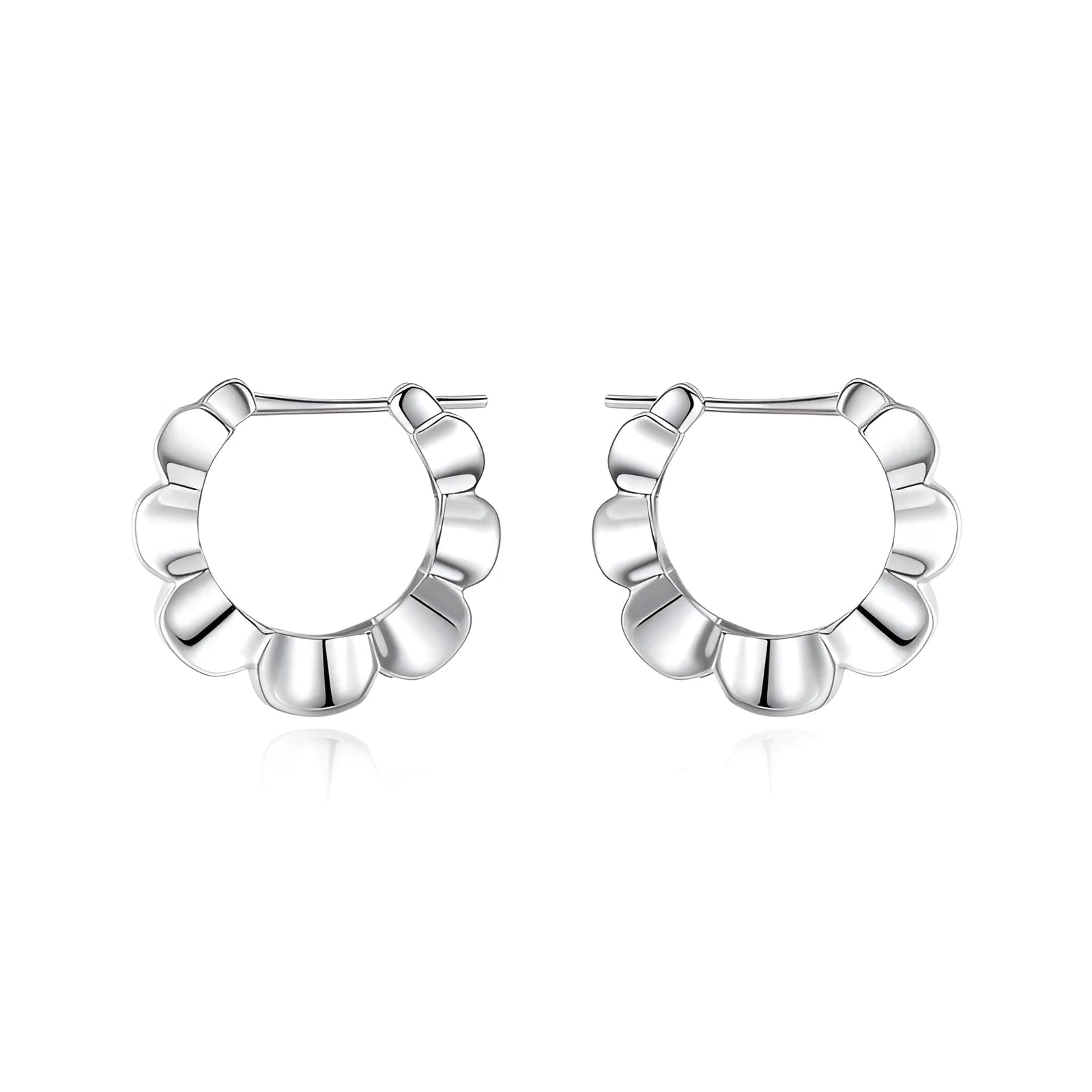 Sterling silver retro geometric earrings with round elements and electroplated finish