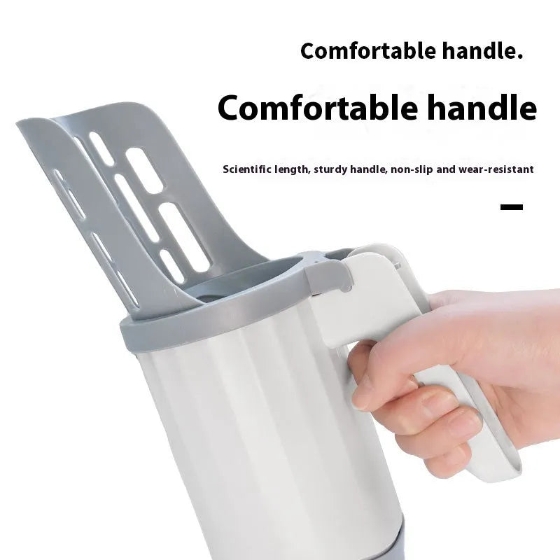 Grey PP integrated cat litter scoop set on a white background