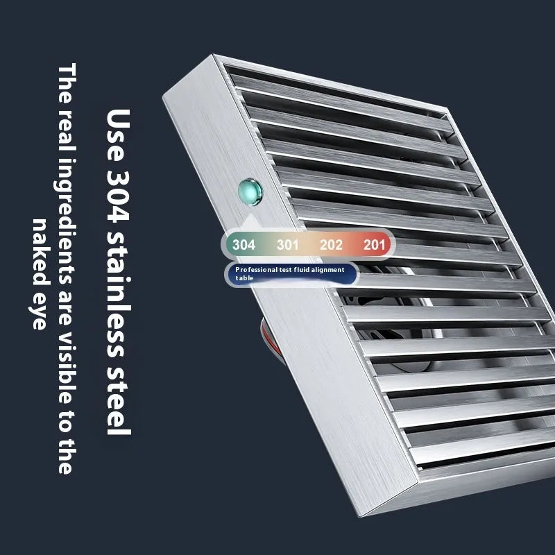 Gun grey 304 stainless steel courtyard floor drain with a 15x15cm grate.