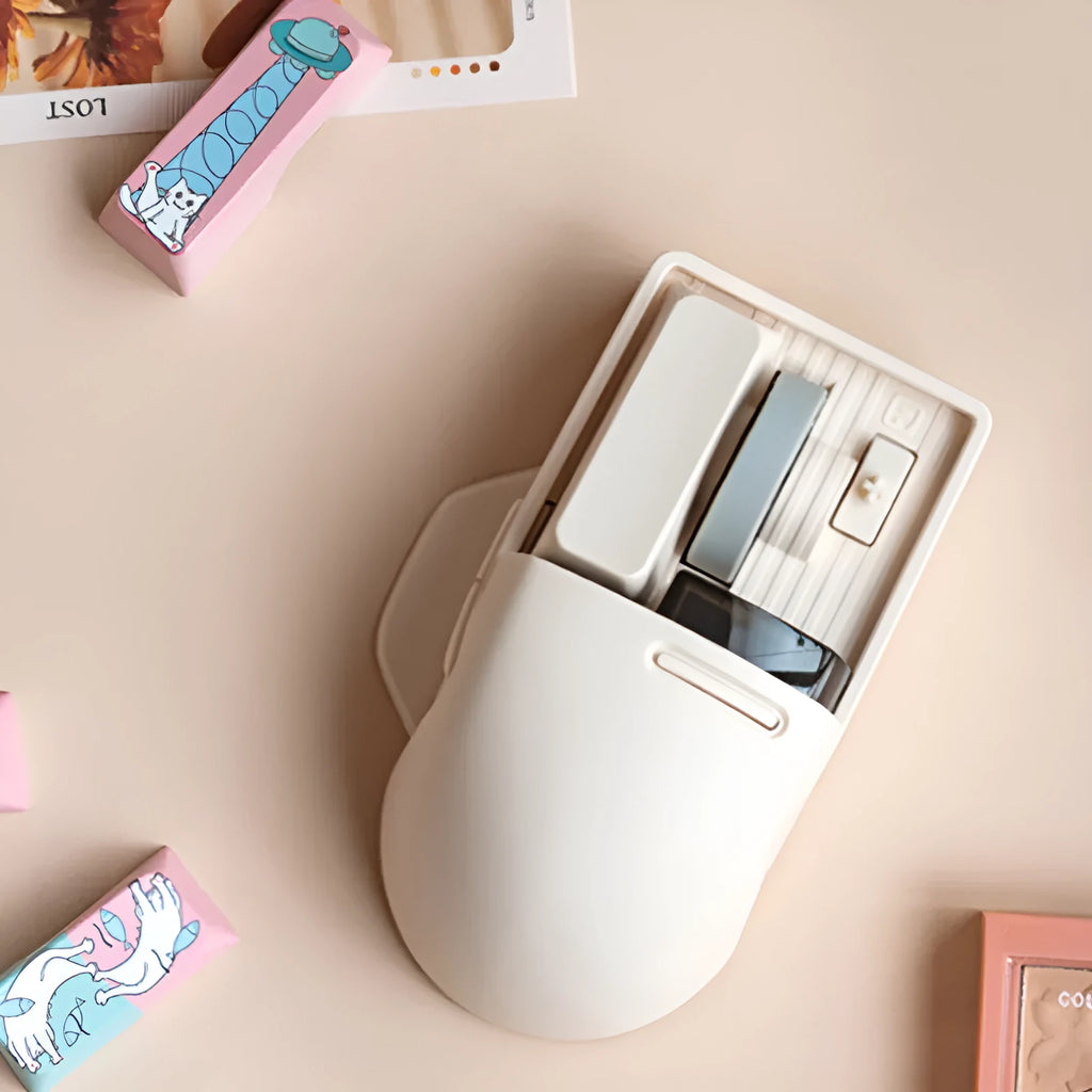 Xiaoqiao tofu colour wireless mouse showing seven buttons and scroll wheel