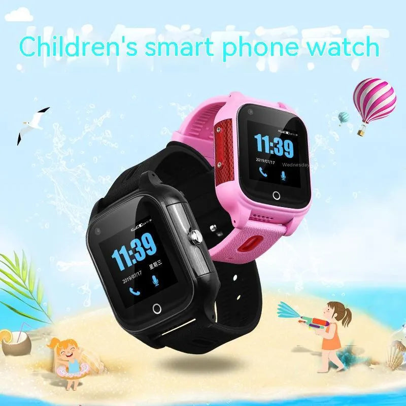 4G Netcom student smart watch with 1.30-inch IPS HD screen, PC ABS body, touch operation, wrist strap, in black/pink/purple