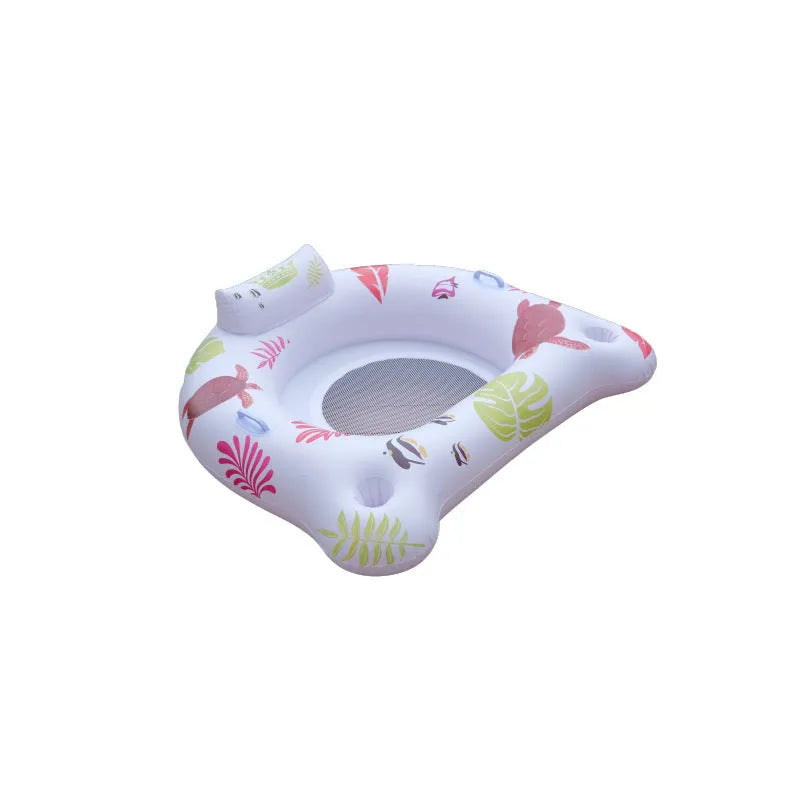 White luminous U-shaped inflatable pool float recliner on 120x120cm scale