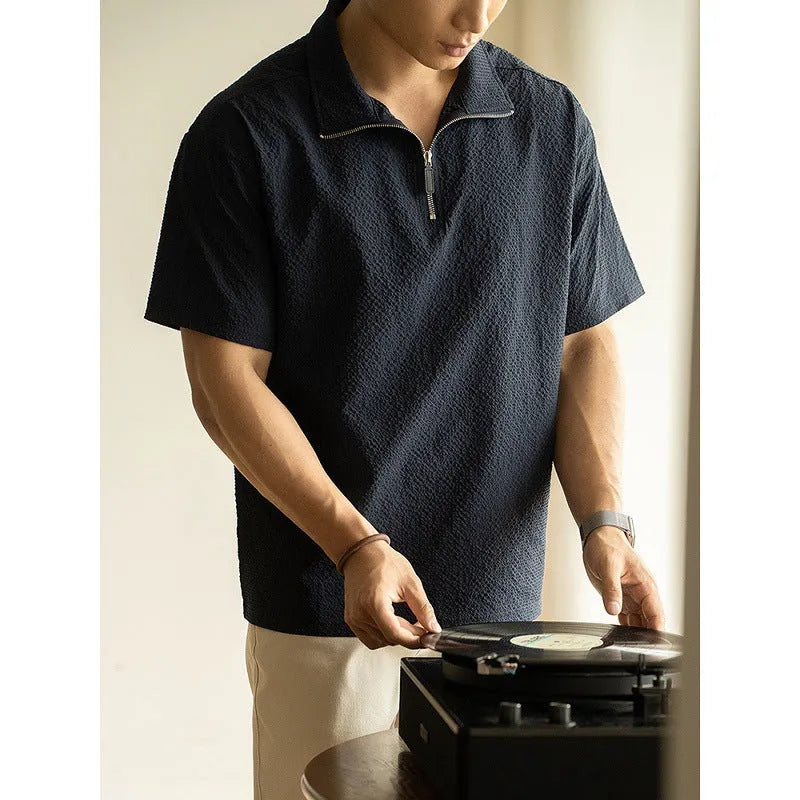 Men's cedar green loose-fit short sleeve t-shirt made from quick-drying ice silk fabric.