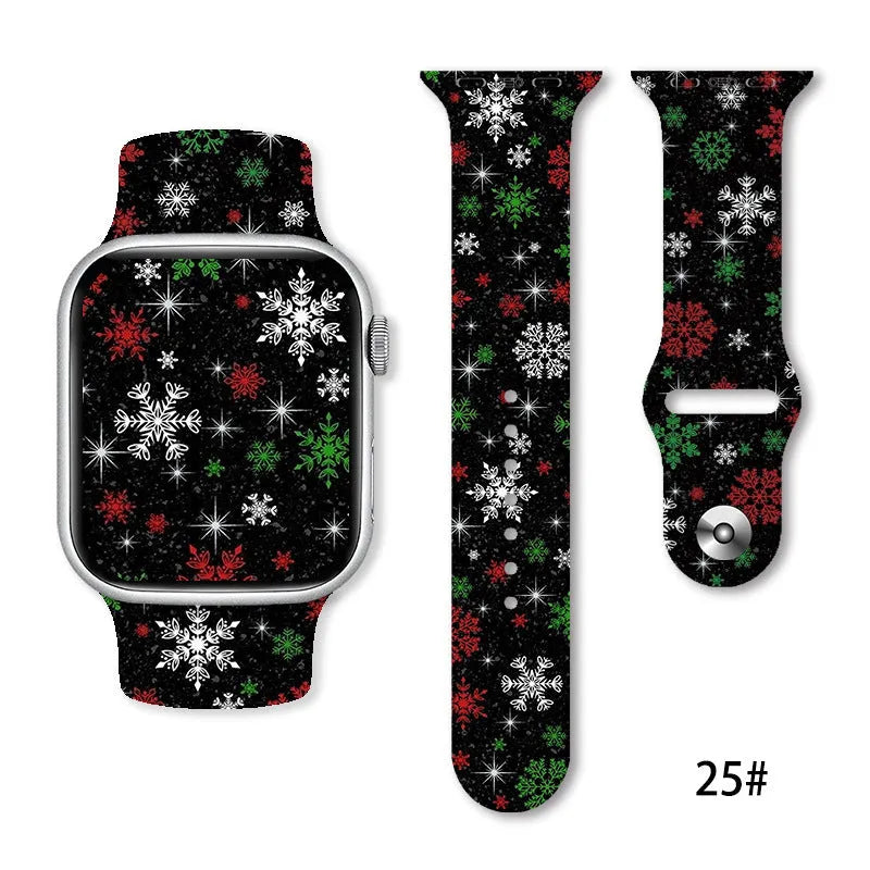 Christmas silicone watch strap in solid colour style 01, fitting 38-49mm watch cases with push-pin fitting