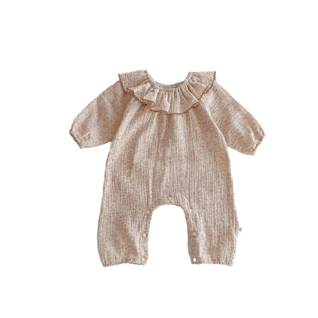 Baby girl cotton long sleeve floral jumpsuit in picture colour, pullover style, suitable for heights 66-90cm