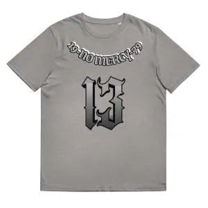 Loose fit cotton summer T-shirt in grey colour with short sleeves and round neck
