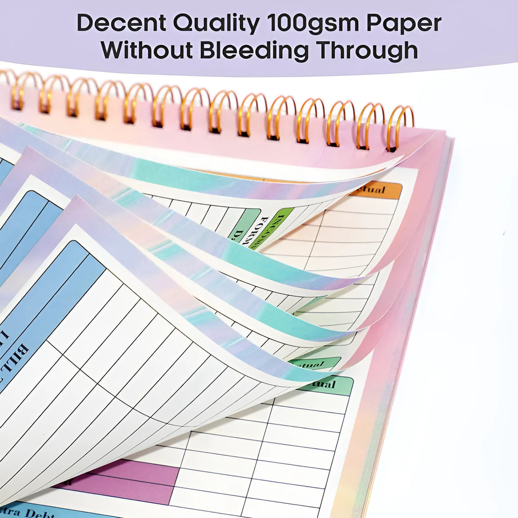 B5 budget tally book with blue PP cover and spiral binding for income and expenditure tracking