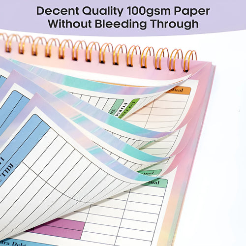 B5 budget tally book with blue PP cover and spiral binding for income and expenditure tracking