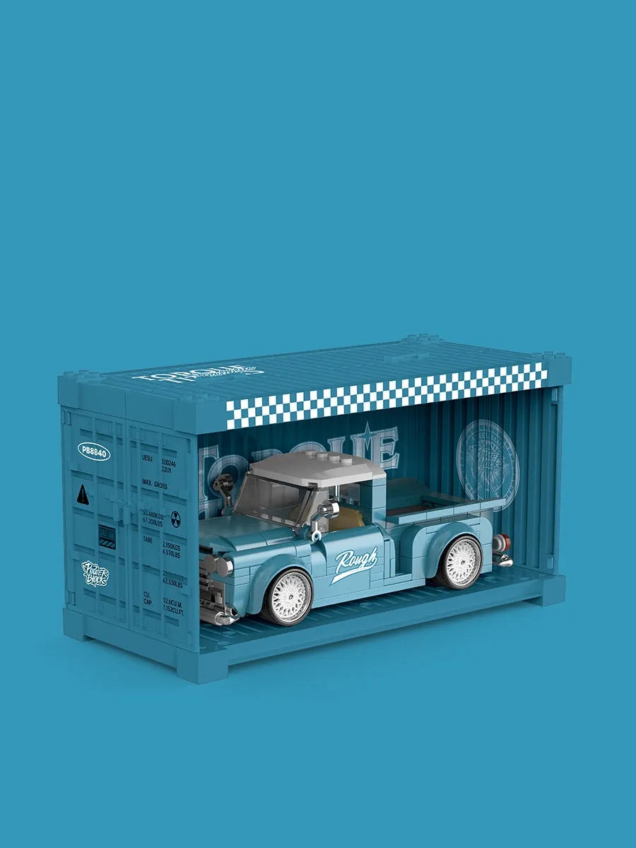 Pipo PB8840 retro pickup truck car model building block kit plastic assembly toy