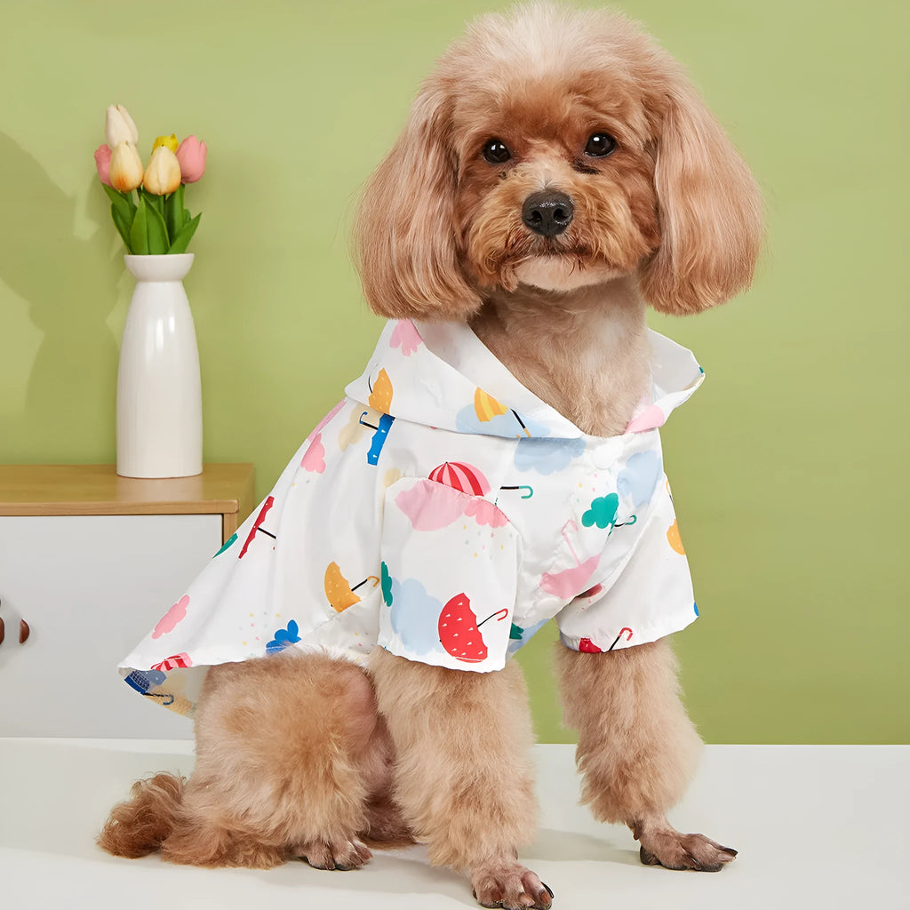 Cartoon umbrella pattern pet raincoat in five sizes for dogs and cats