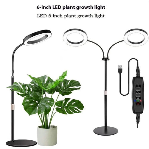 6-inch Angel Ring retractable floor plant grow light with adjustable stand in Pearl White colour