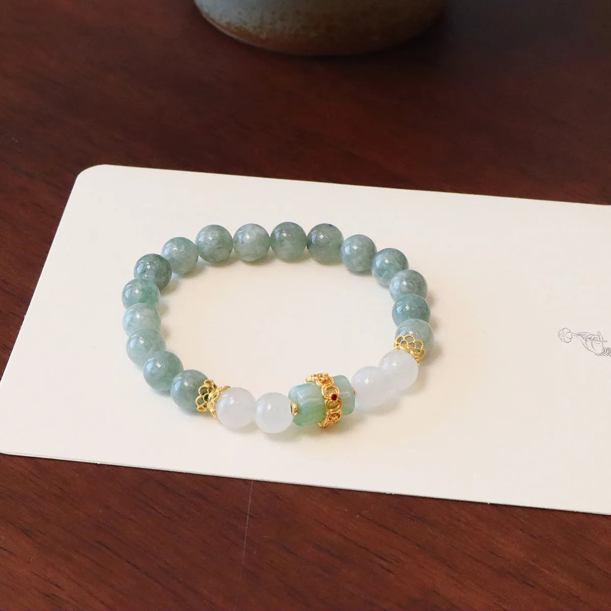 Myanmar jade safety buckle bracelet with peace buckle element in geometric new Chinese style women's jewellery