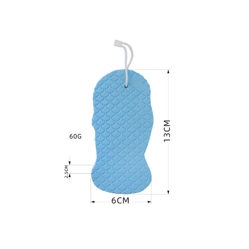 3D fish scale pattern bath sponge ball in white, grey, pink, or light blue colour.
