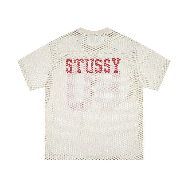 Cotton letter print short sleeve jersey pullover in loose fit, available in black, white, apricot, green, dark blue, khaki, grey