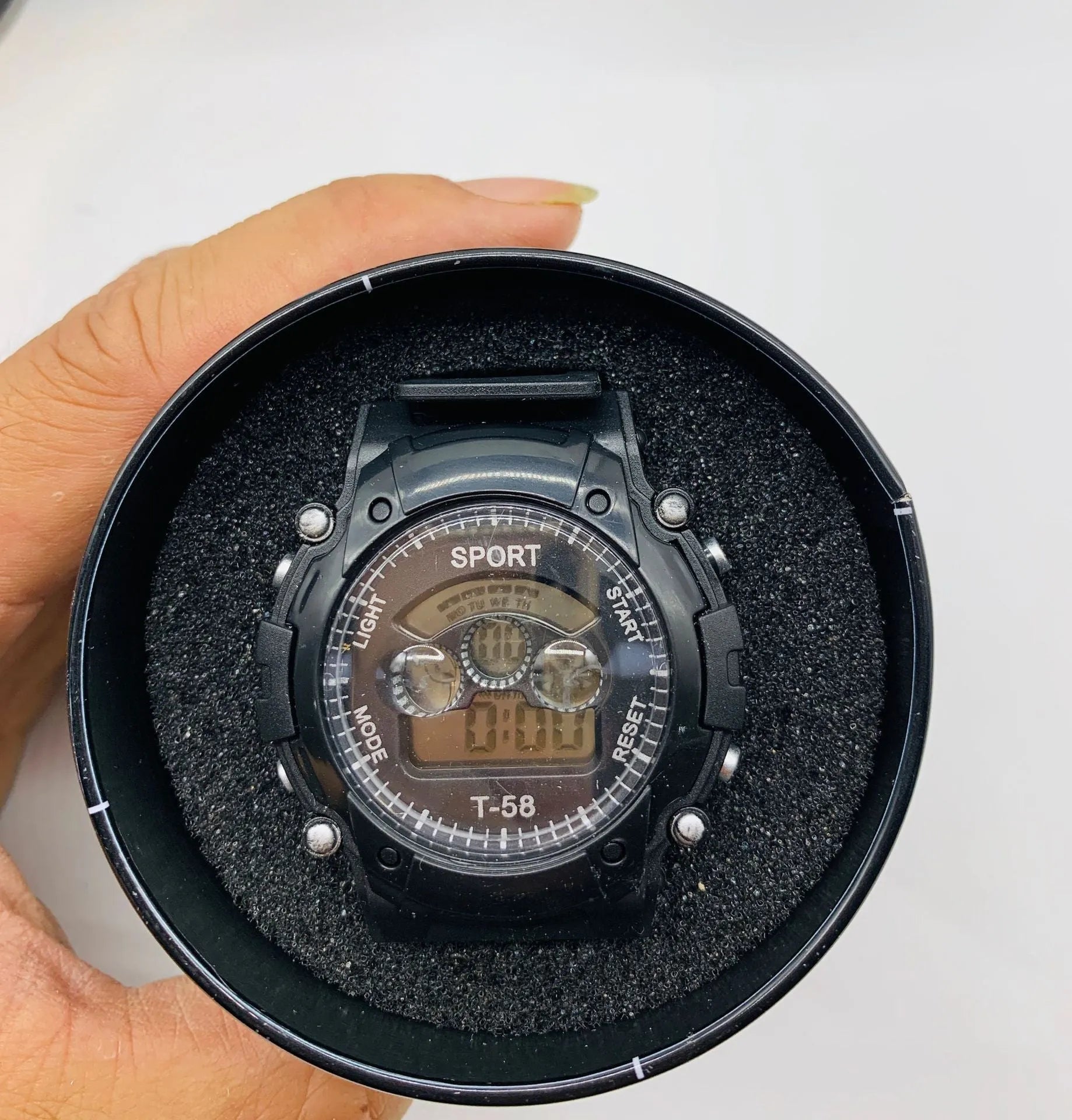 Digital electronic watch for children with silicone strap, plastic case, and multiple functions