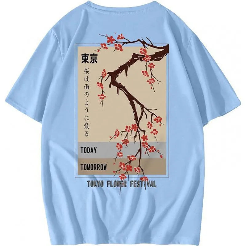 Men's grey printed street style short-sleeved sports T-shirt on a hanger.