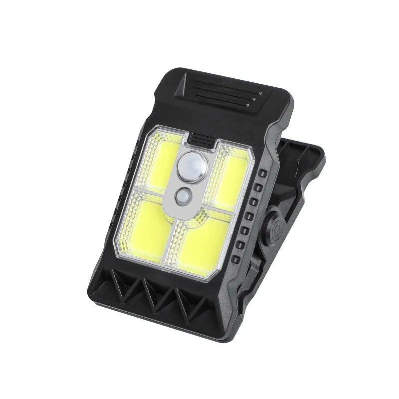 White ABS clip lamp with motion sensor, 11.2cm by 7.6cm compact size