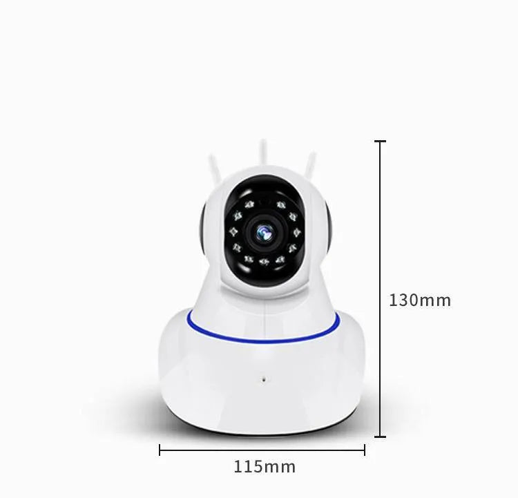 White dome-style wireless security camera with 2MP HD resolution and 3.6mm lens for indoor/outdoor use