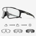 Photochromic sports sunglasses with semi-rimless TR90 frame for cycling.