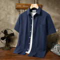 Men's Hawaiian printed short-sleeved loose-fit cardigan shirt in polyester, multiple colour options, front view