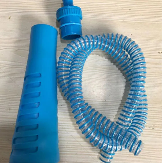 Blue plastic suction pipe cleaner with round head and 114cm length for washing machine maintenance