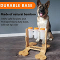 Wooden dog puzzle toy snack dispenser feeder measuring 31x30x20cm in natural wood colour
