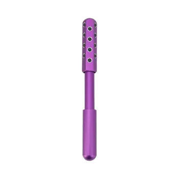 Germanium particles roller beauty massage instrument in purple colour, 193mm handheld facial massage device