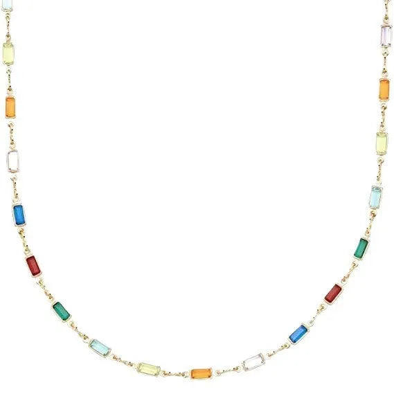Ladies' geometric crystal necklace with alloy chain showing glass pendant and 41-50cm length