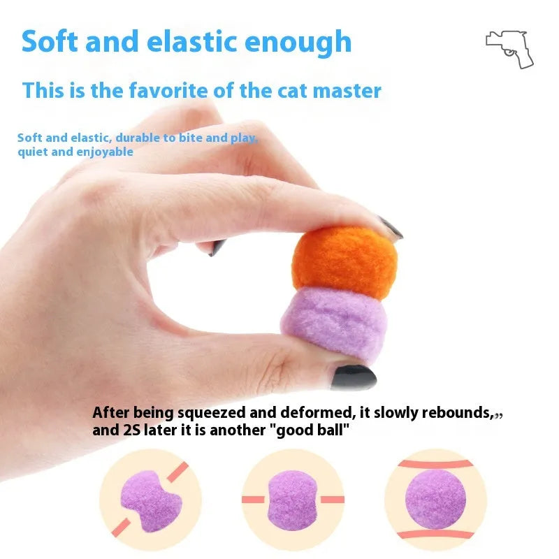 Interactive pet toy gun with plush yarn balls for dogs and cats indoor play