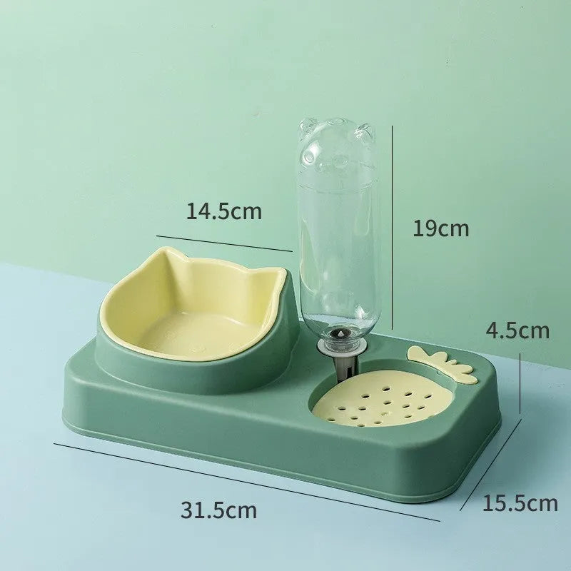 Anti-spill plastic pet bowl for dogs and cats 19x39x8cm in avocado green