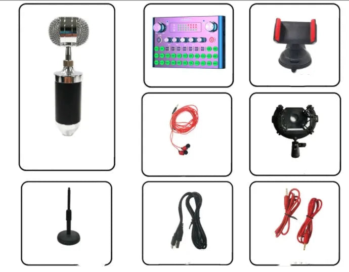 F007plus wireless sound card for mobile phone and computer live broadcasting with condenser microphone