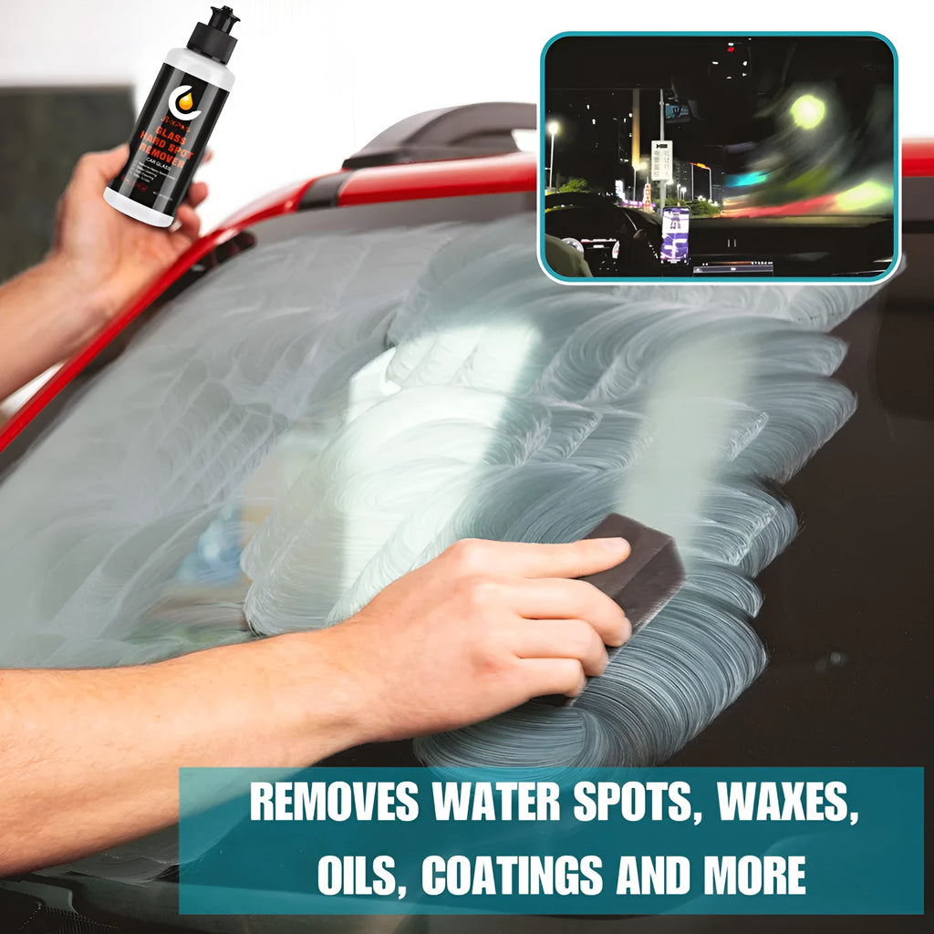 Glass oil film remover cleaning cream paste in container for car and window decontamination