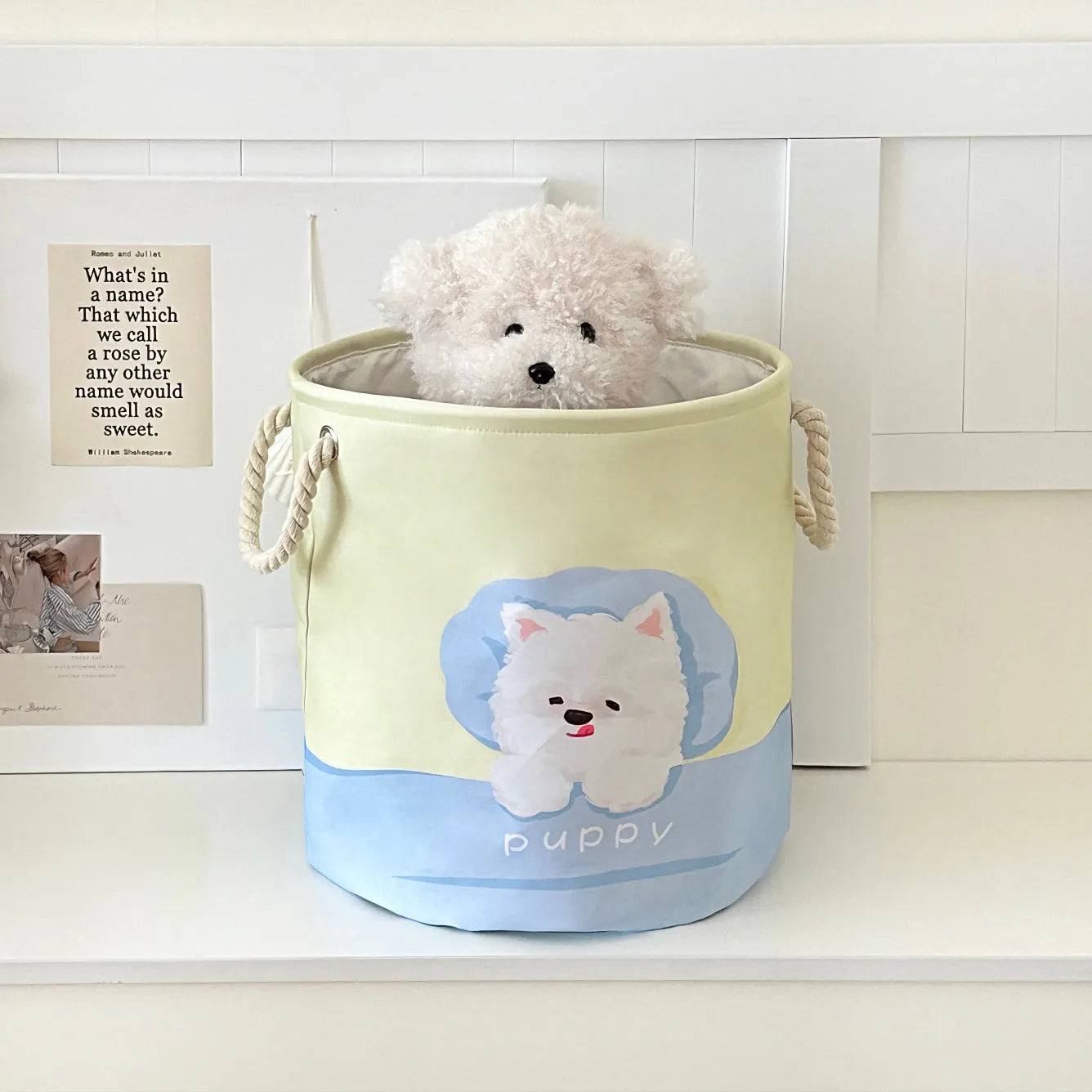 Foldable cotton cloth laundry basket in modern simplicity style with large capacity for bedroom or bathroom storage.