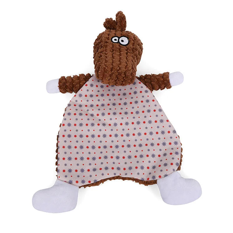 Brown fox-shaped pet stuffed toy with velvet fabric and crinkle paper sounds for cats and dogs