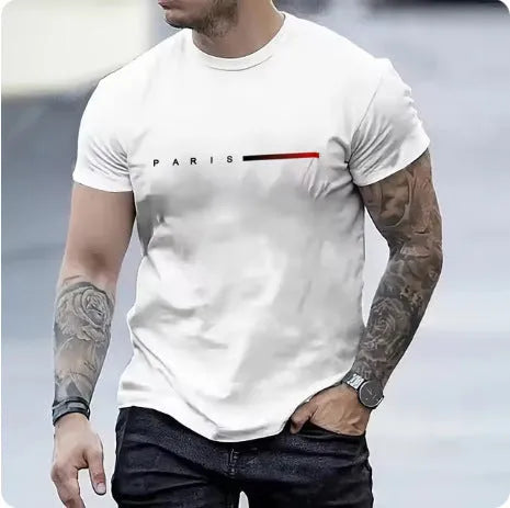 Men's slim fit casual top with a blue 3D printed mesh pattern on the front.