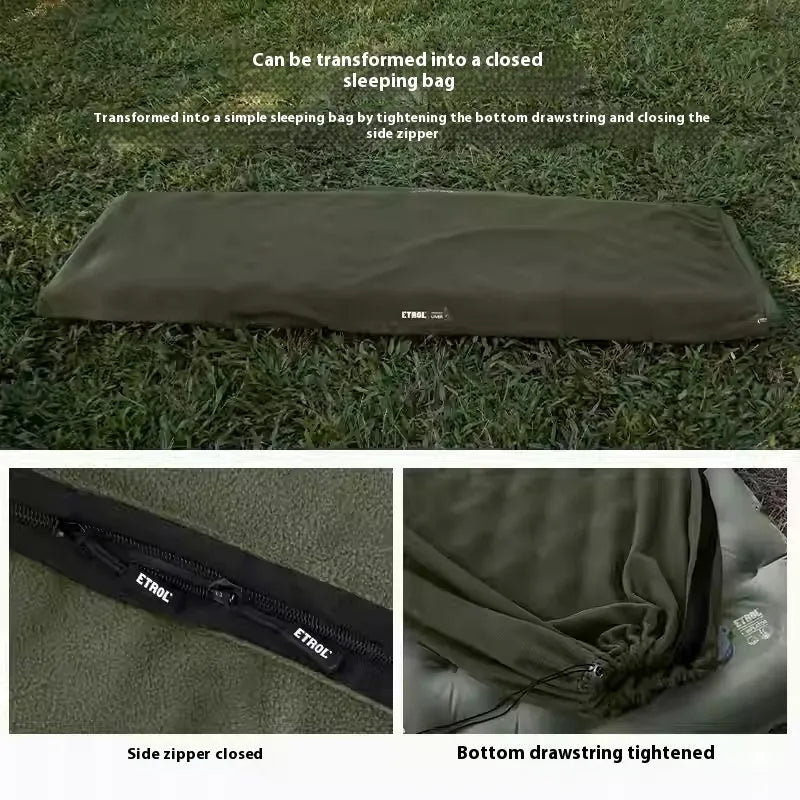 Green multifunctional fleece thermal blanket camping sleeping bag wearable cloak for 1 person