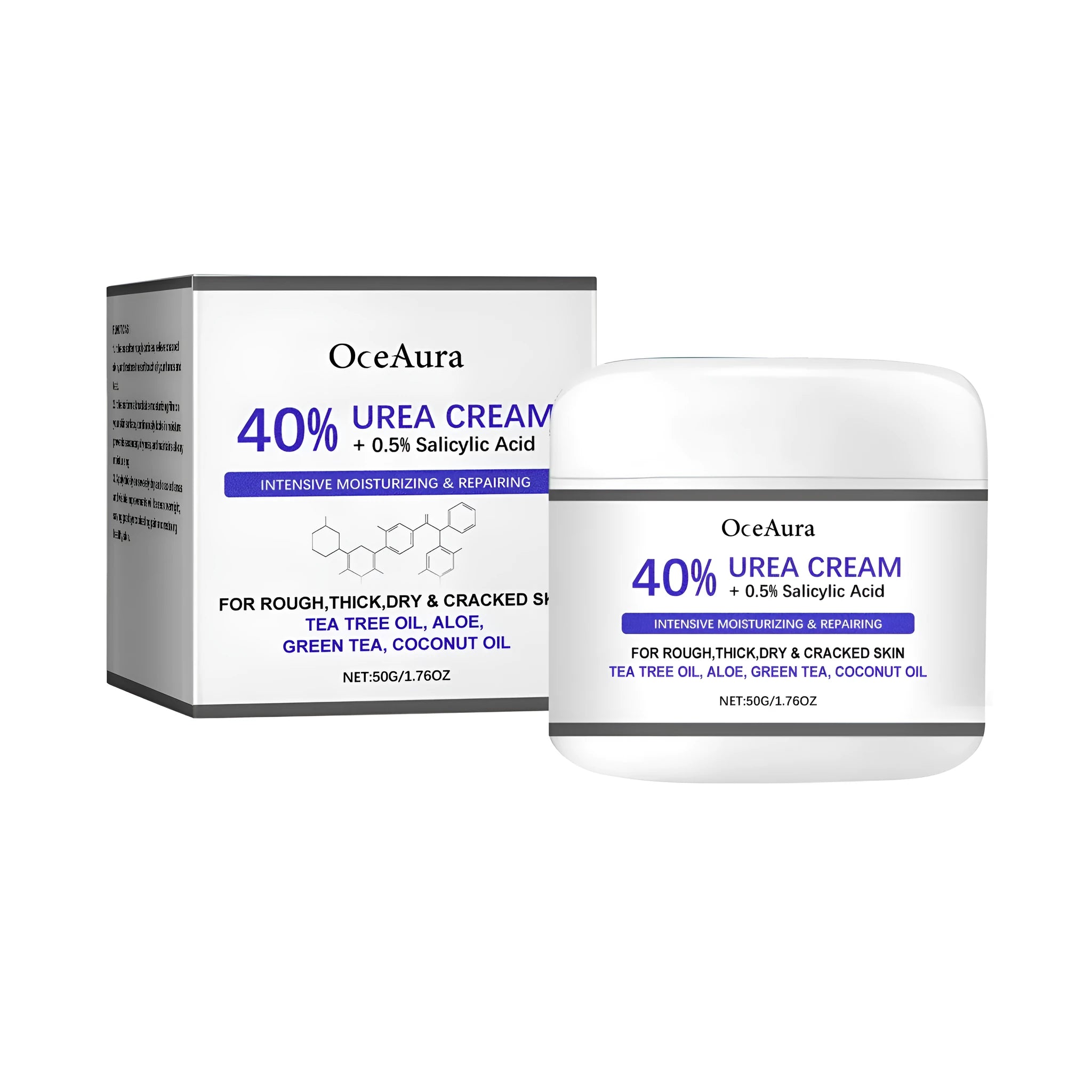 50g tube of anti cracking hand and foot moisturising cream on a blue background
