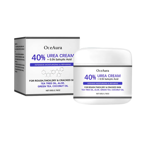 50g tube of anti cracking hand and foot moisturising cream on a blue background