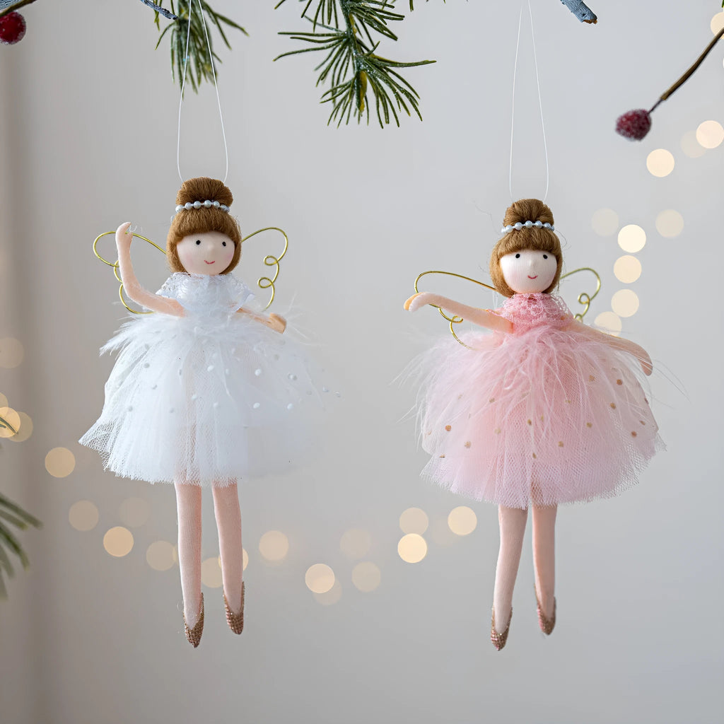 Pink or white cloth plush ballet girl angel doll pendant with hanging chain