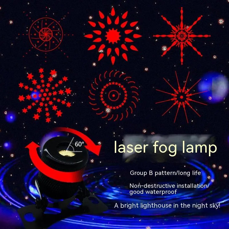 Aluminium universal laser fog lamp kit with wires and mounting screws for car and motorcycle.