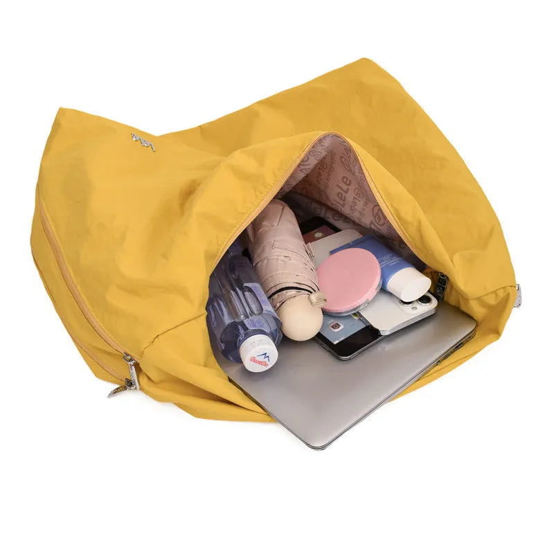 Heart-shaped nylon underarm bag for women in black, yellow, khaki or blue with large capacity