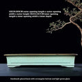 Handmade green ceramic bonsai pot with purple sand crackle glaze finish